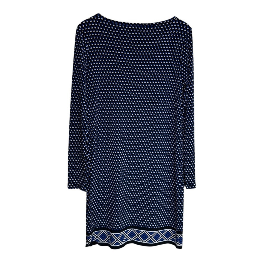 Michael Kors Women's Blue Geometric Print‎ Long Sleeve Shift Dress Size M - Picture 3 of 8